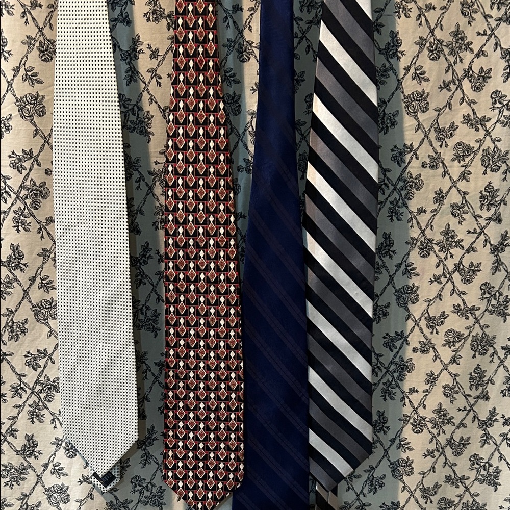 Stylish Men's Tie Collection - White, Brown, Blue, Black